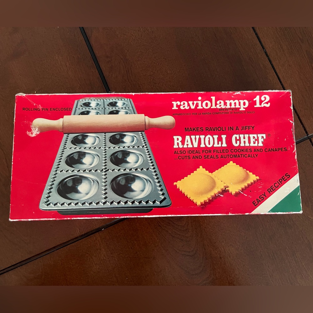 Vintage Raviolamp 12 pasta maker with rolling pin